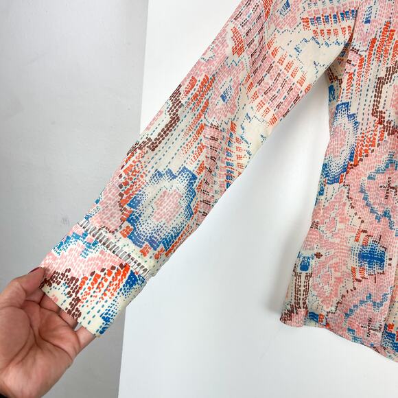 Anthropologie Dolan XS Melilla Peasant Blouse Top Popover Cream Pink - Picture 4 of 10